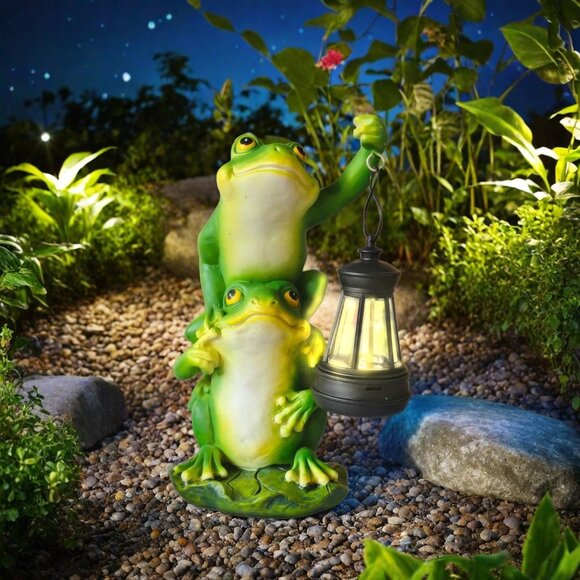Unique Housewarming Solar Frog Satues For Yard Decorations Outdoor Patio Decor - Picture 3 of 9
